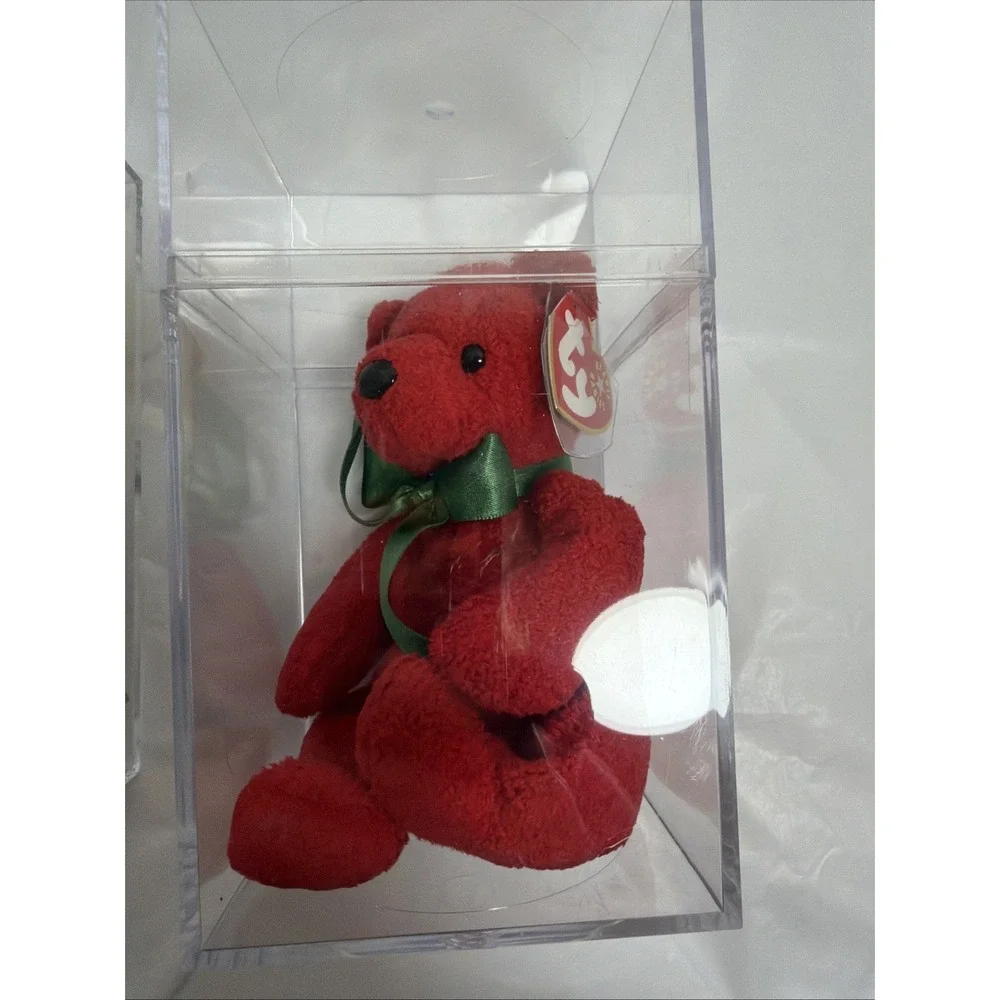 2 Ty Beanie Baby, Mistletoe, And Halo II Tagged With Protectors Display Boxes